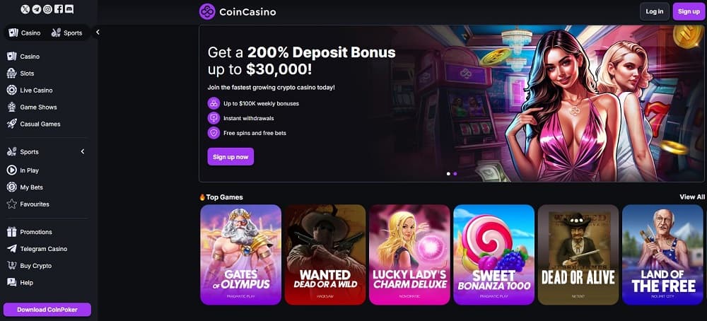 CoinCasino – aussie online casino real money with $30,000 welcome bonus and no-KYC sign-up